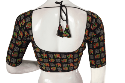 Black Color Patola Print Cotton Readymade Saree Blouse - D3blouses