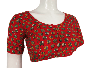 Red Color Patola Print Cotton Readymade Saree Blouse - D3blouses