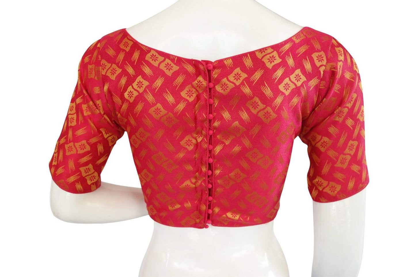copy of brocade silk designer boat neck ready made saree blouse with potli button indian silk saree ready made blouse