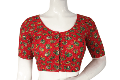 Red Color Patola Print Cotton Readymade Saree Blouse - D3blouses