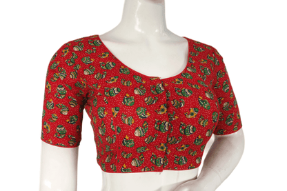 Red Color Patola Print Cotton Readymade Saree Blouse - D3blouses