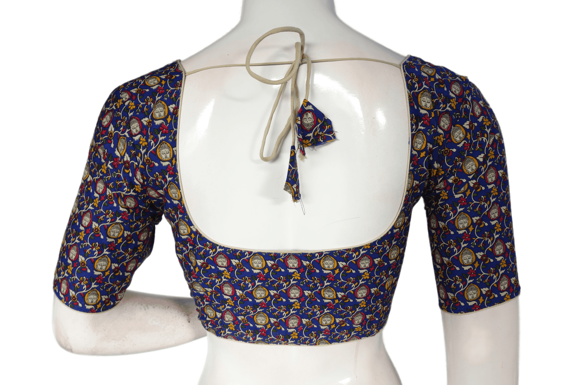 Blue Color Patola Print Cotton Readymade Saree Blouse - D3blouses
