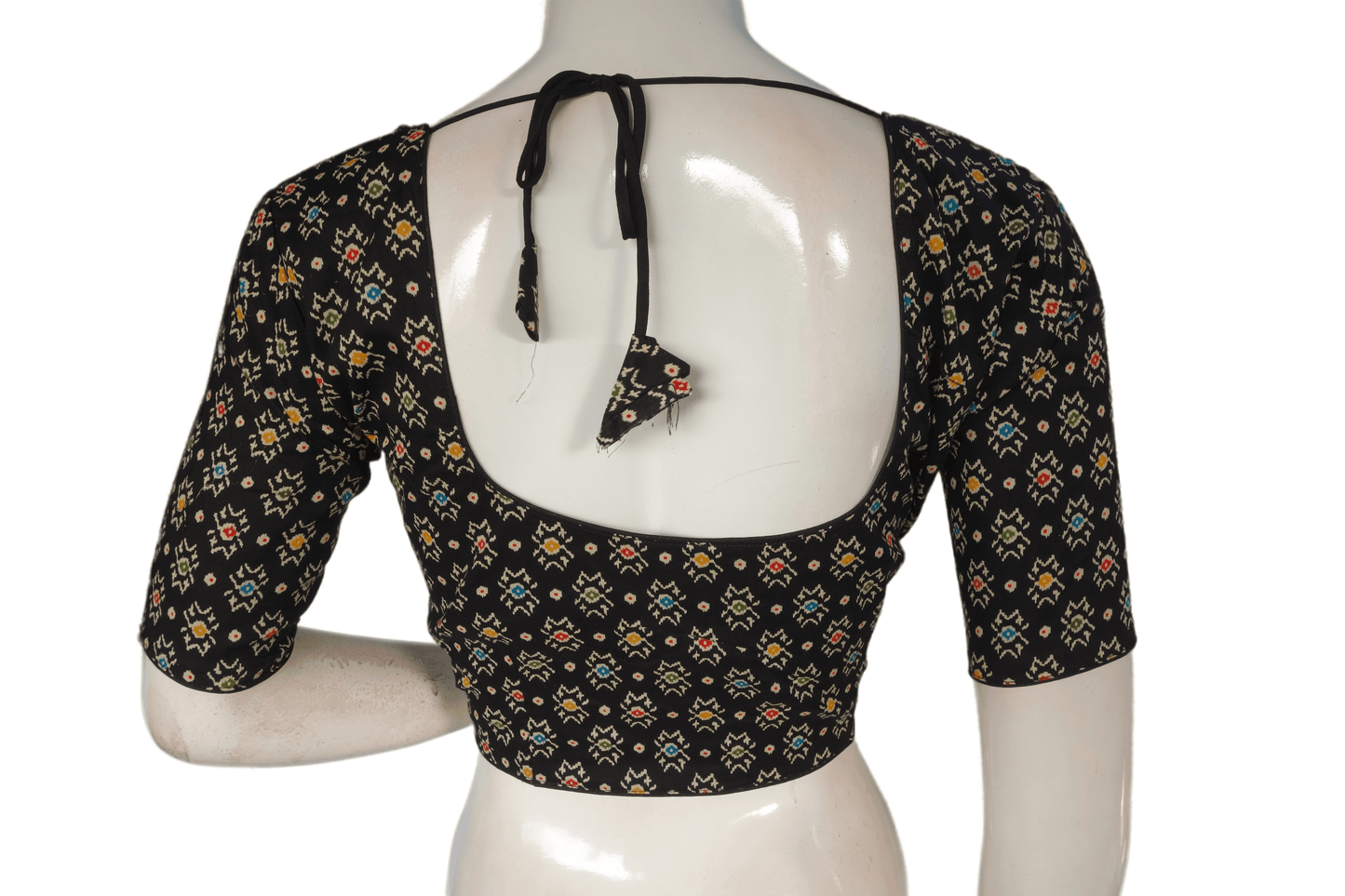 Black Color Patola Print Cotton Readymade Saree Blouse - D3blouses