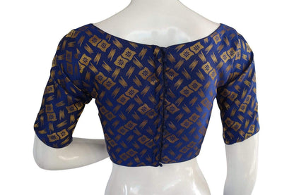 brocade silk designer boat neck ready made saree blouse with potli button indian silk saree ready made blouse 8