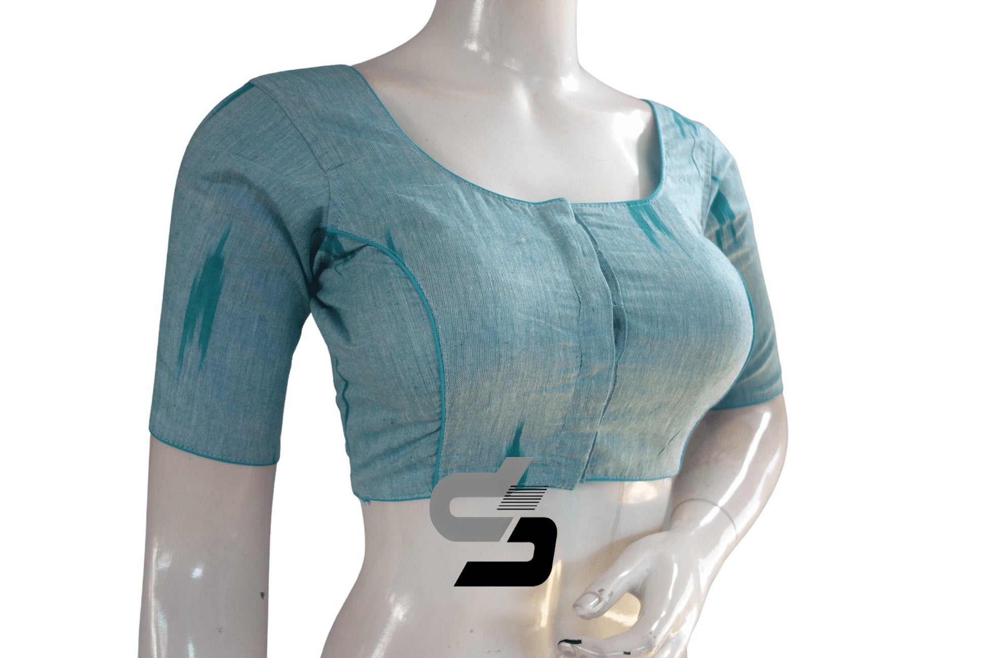 Pastel Green Color Ikkat Cotton Readymade Blouse - D3blouses