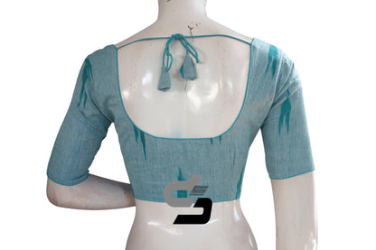 Pastel Green Color Ikkat Cotton Readymade Blouse - D3blouses