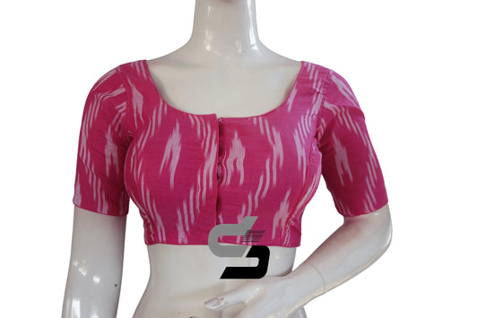 Pink Color Ikkat Cotton Readymade Blouse - D3blouses