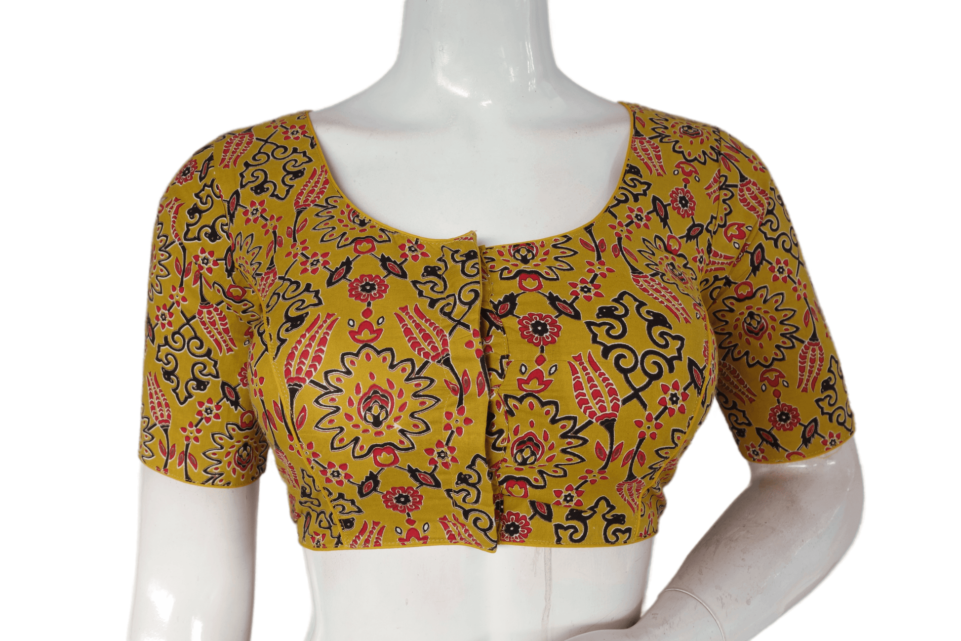 Yellow Color Patola Print Cotton Readymade Saree Blouse - D3blouses