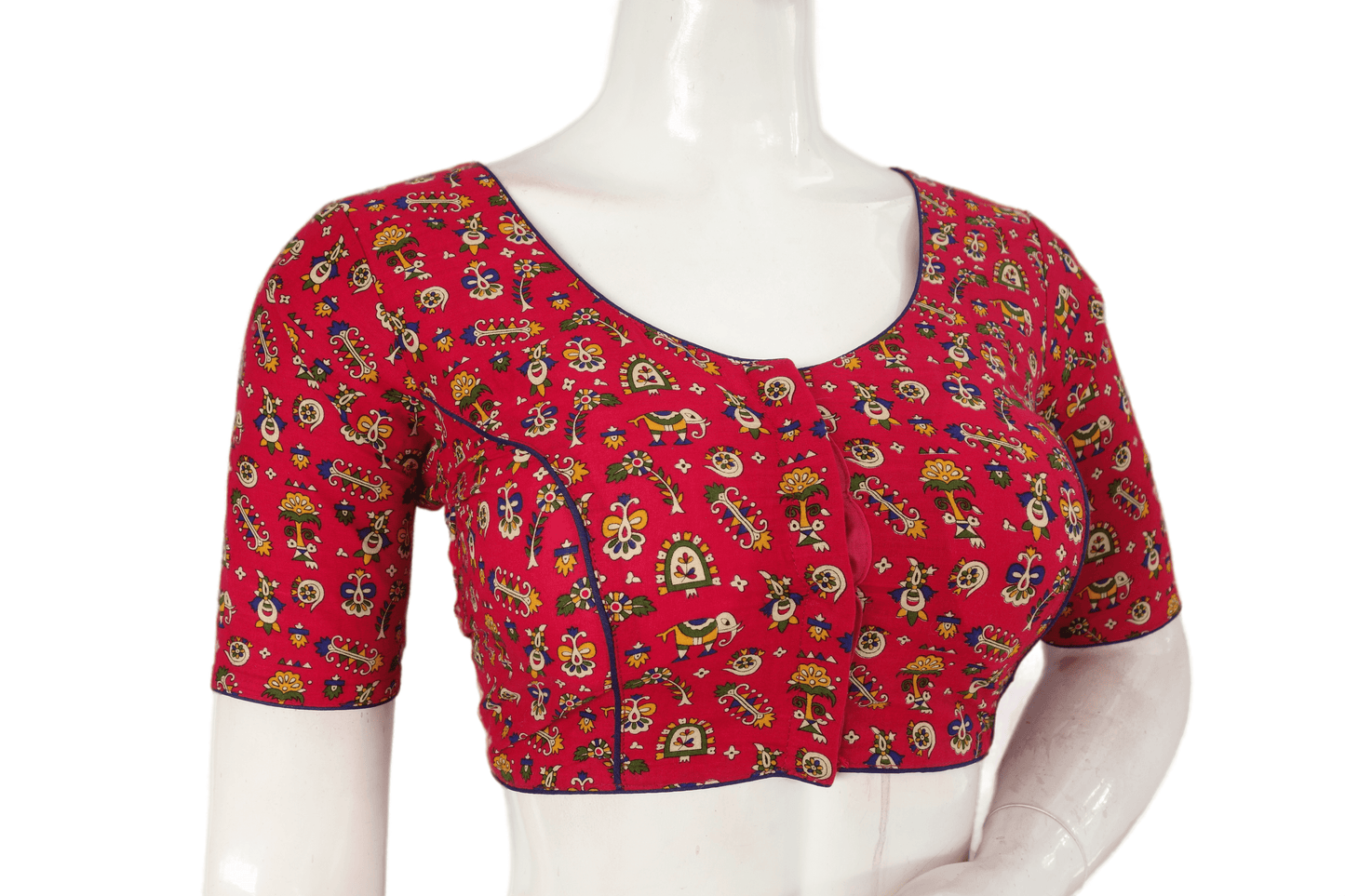 Pink Color Patola Print Cotton Readymade Saree Blouse - D3blouses