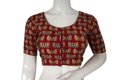 Maroon Color Patola Print Cotton Readymade Saree Blouse - D3blouses