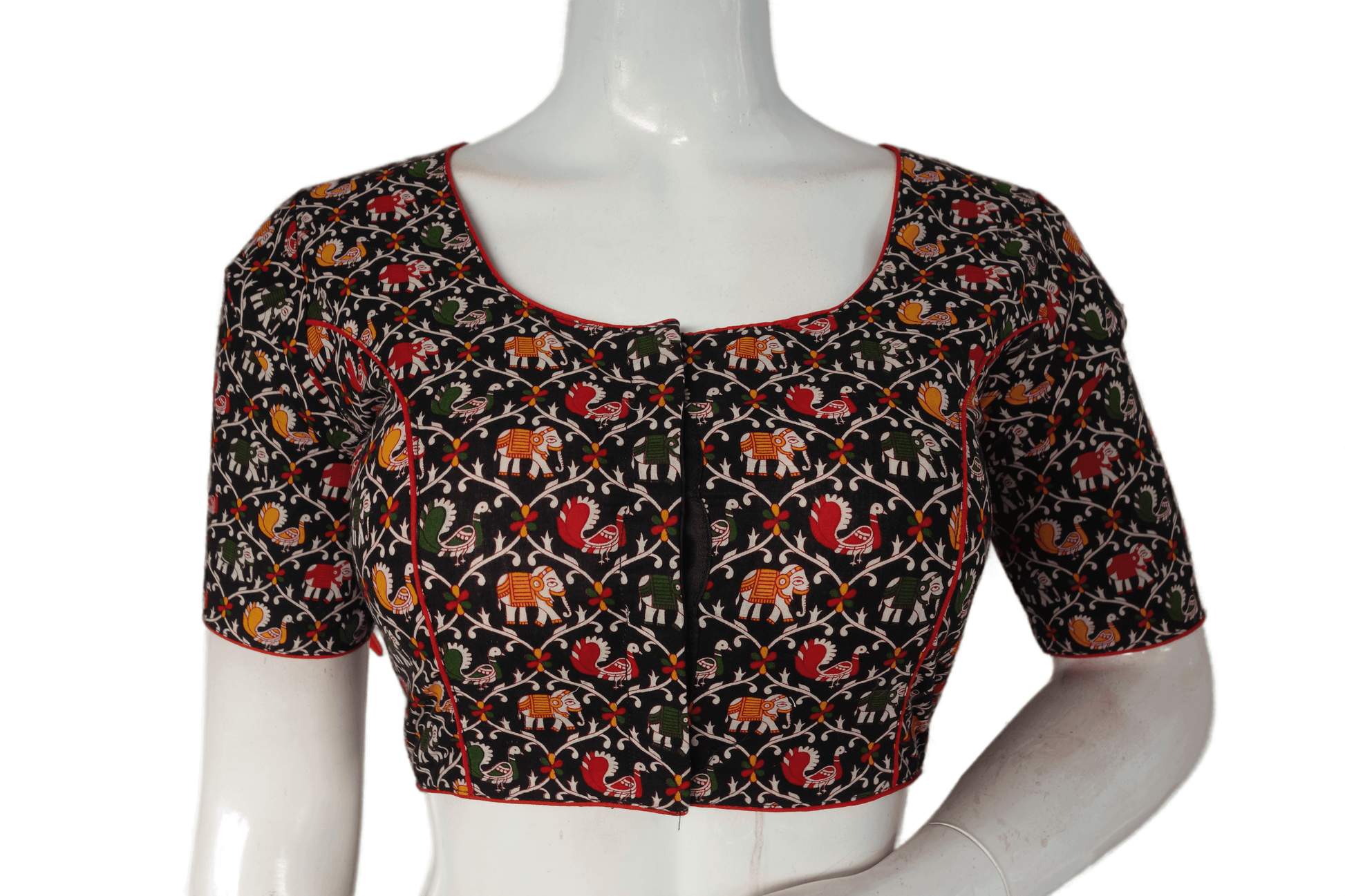 Black Color Patola Print Cotton Readymade Saree Blouse - D3blouses