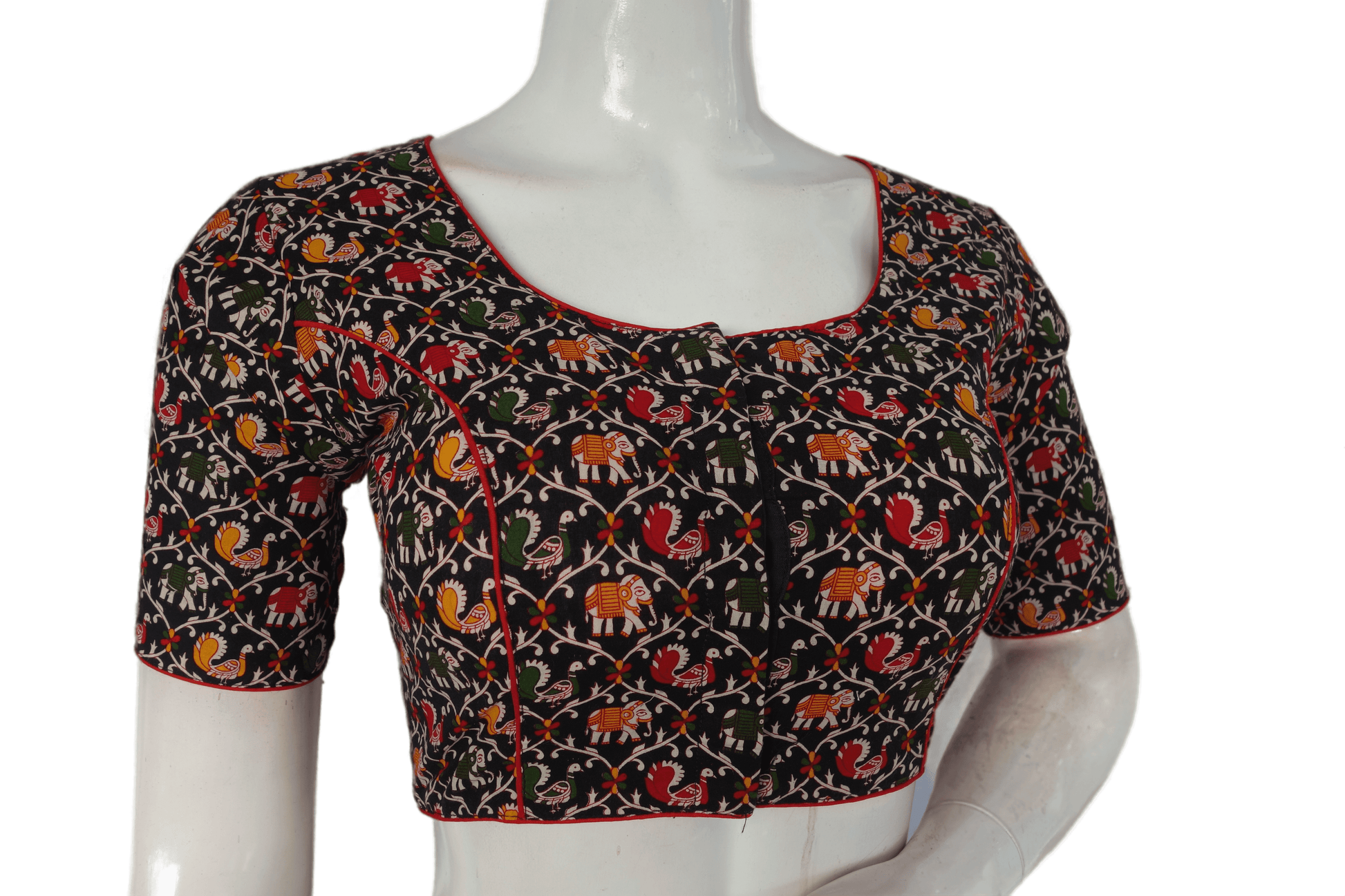 Black Color Patola Print Cotton Readymade Saree Blouse - D3blouses