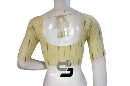 Pastel Yellow Color Ikkat Cotton Readymade Blouse - D3blouses