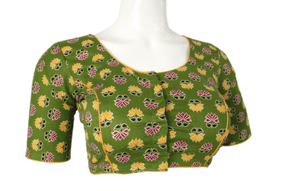 Green Color Patola Print Cotton Readymade Saree Blouse - D3blouses