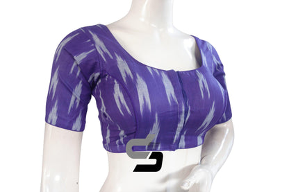 Purple Color Ikkat Cotton Readymade Blouse - D3blouses