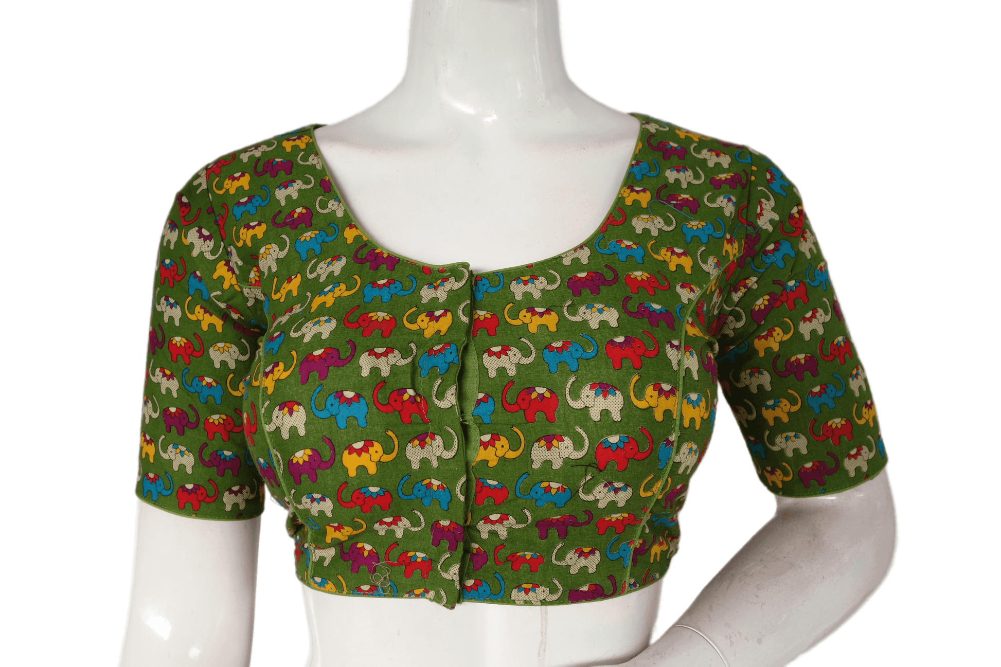 Green Color Patola Print Cotton Readymade Saree Blouse - D3blouses