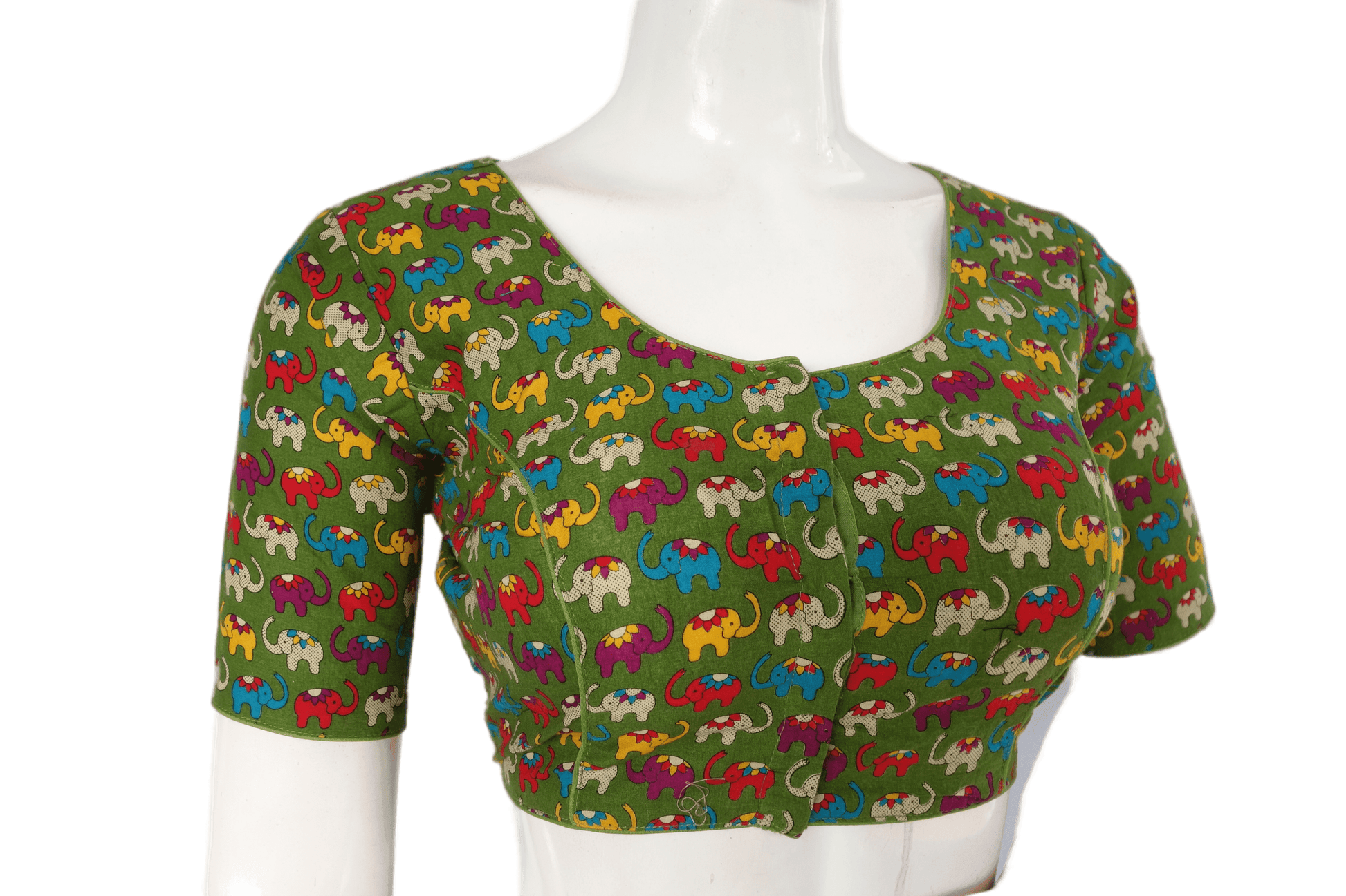 Green Color Patola Print Cotton Readymade Saree Blouse - D3blouses