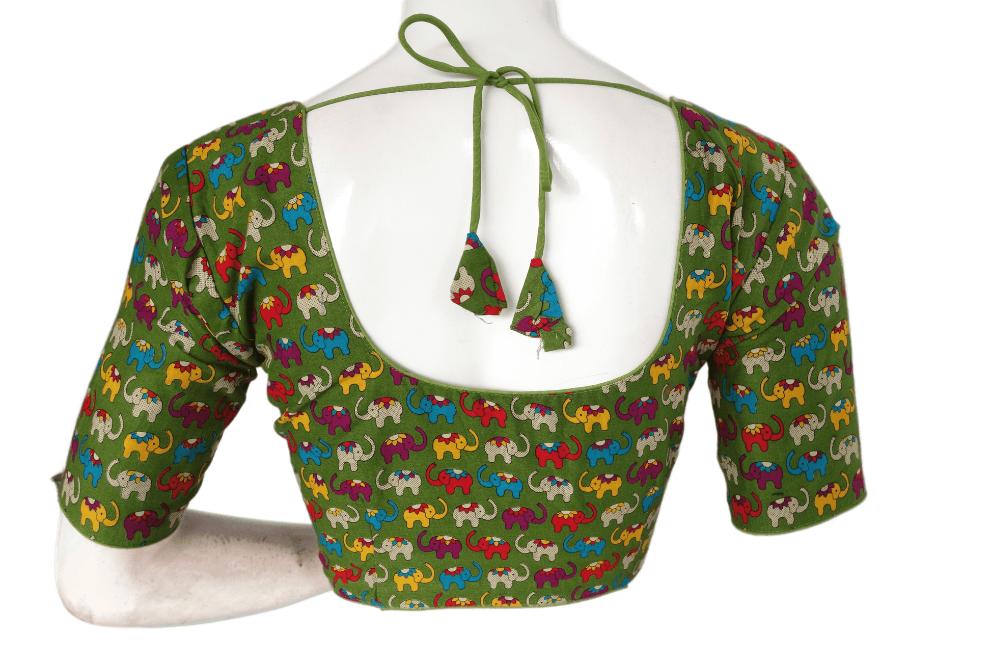 Green Color Patola Print Cotton Readymade Saree Blouse - D3blouses
