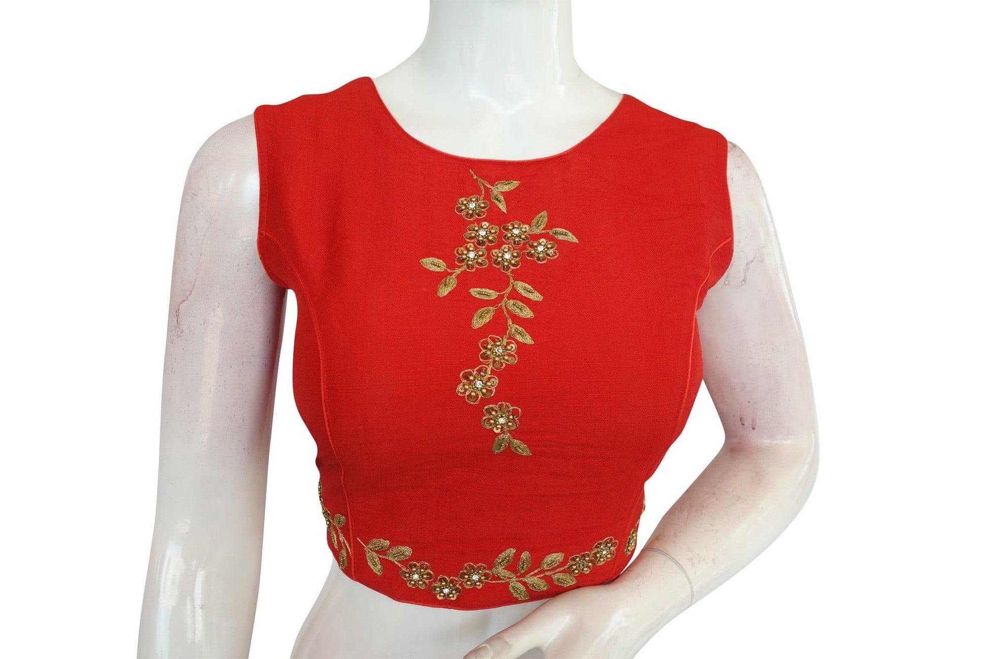 designer embroidered neck work saree readymade blouse 9