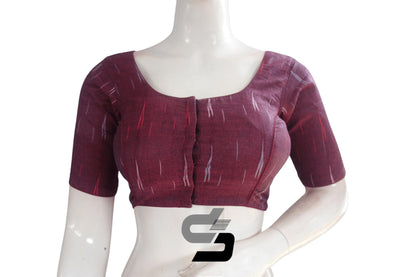 Dark Purple Color Ikkat Cotton Readymade Blouse - D3blouses
