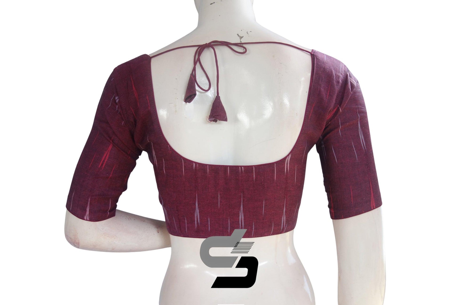 Dark Purple Color Ikkat Cotton Readymade Blouse - D3blouses
