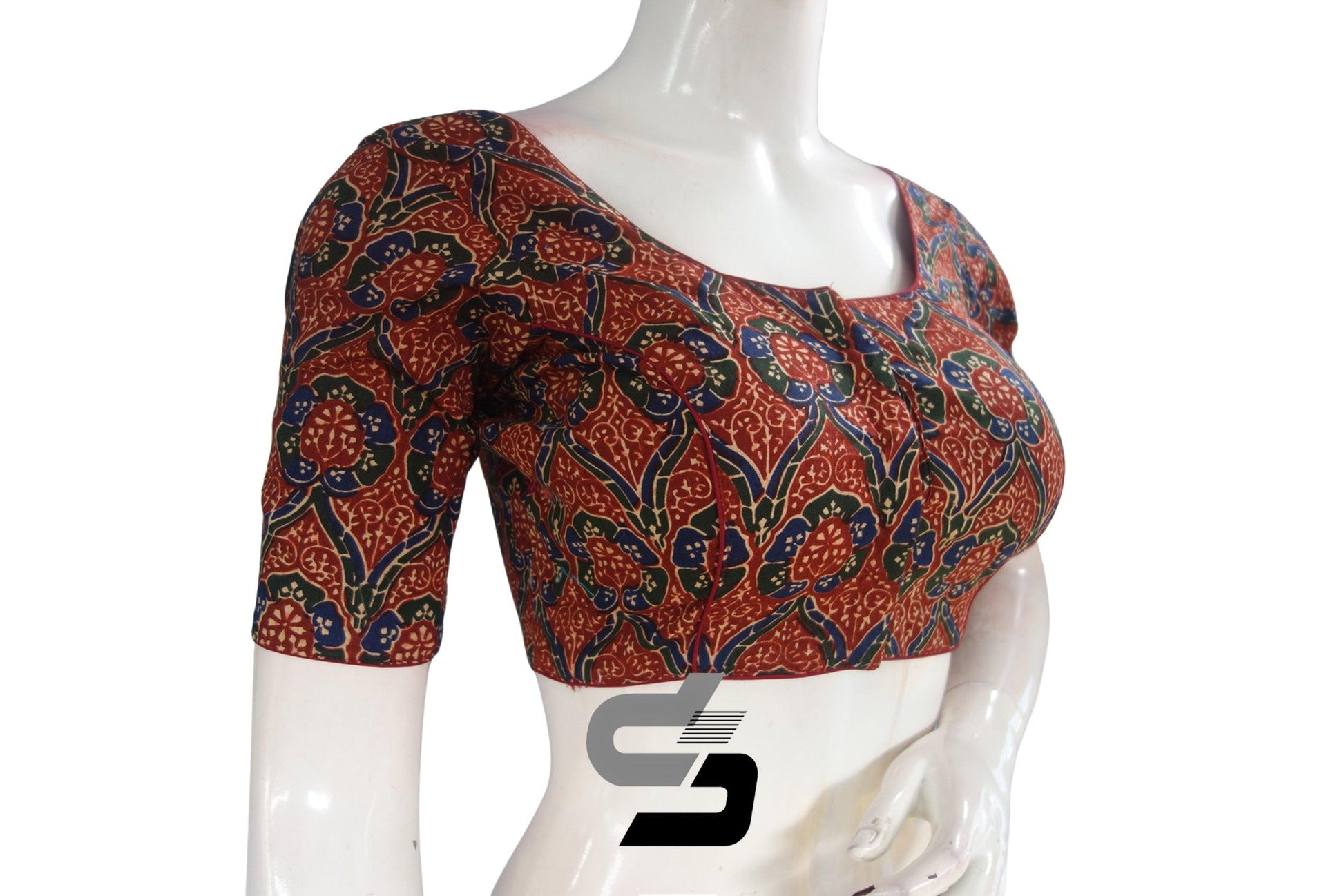 Maroon Color Cotton Printed Readymade Saree Blouse - D3blouses