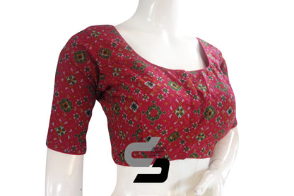 Magenta Color Cotton Printed Readymade Saree Blouse