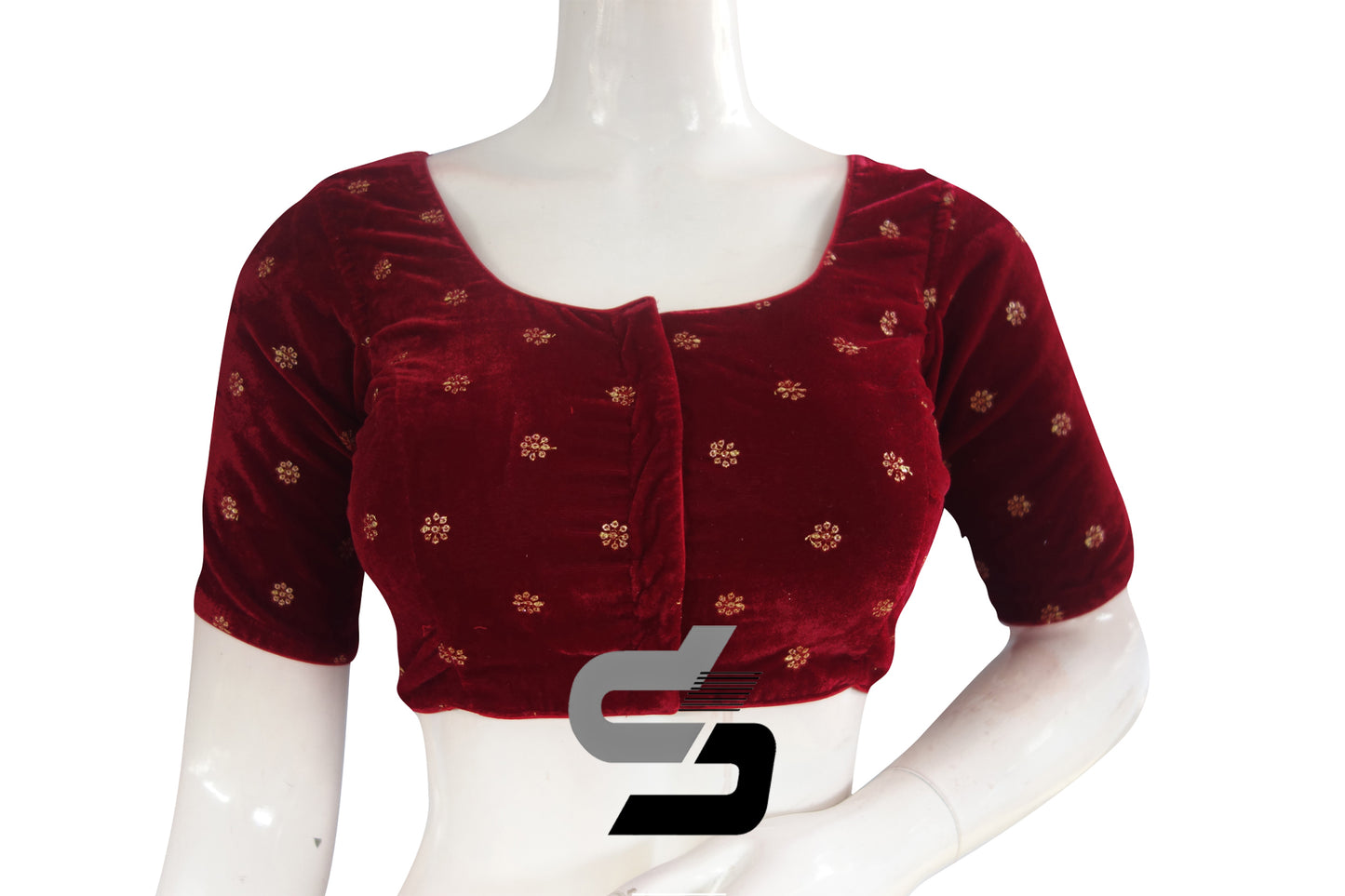 Maroon Color Velvet Floral Sequin Embroidery Readymade Blouse
