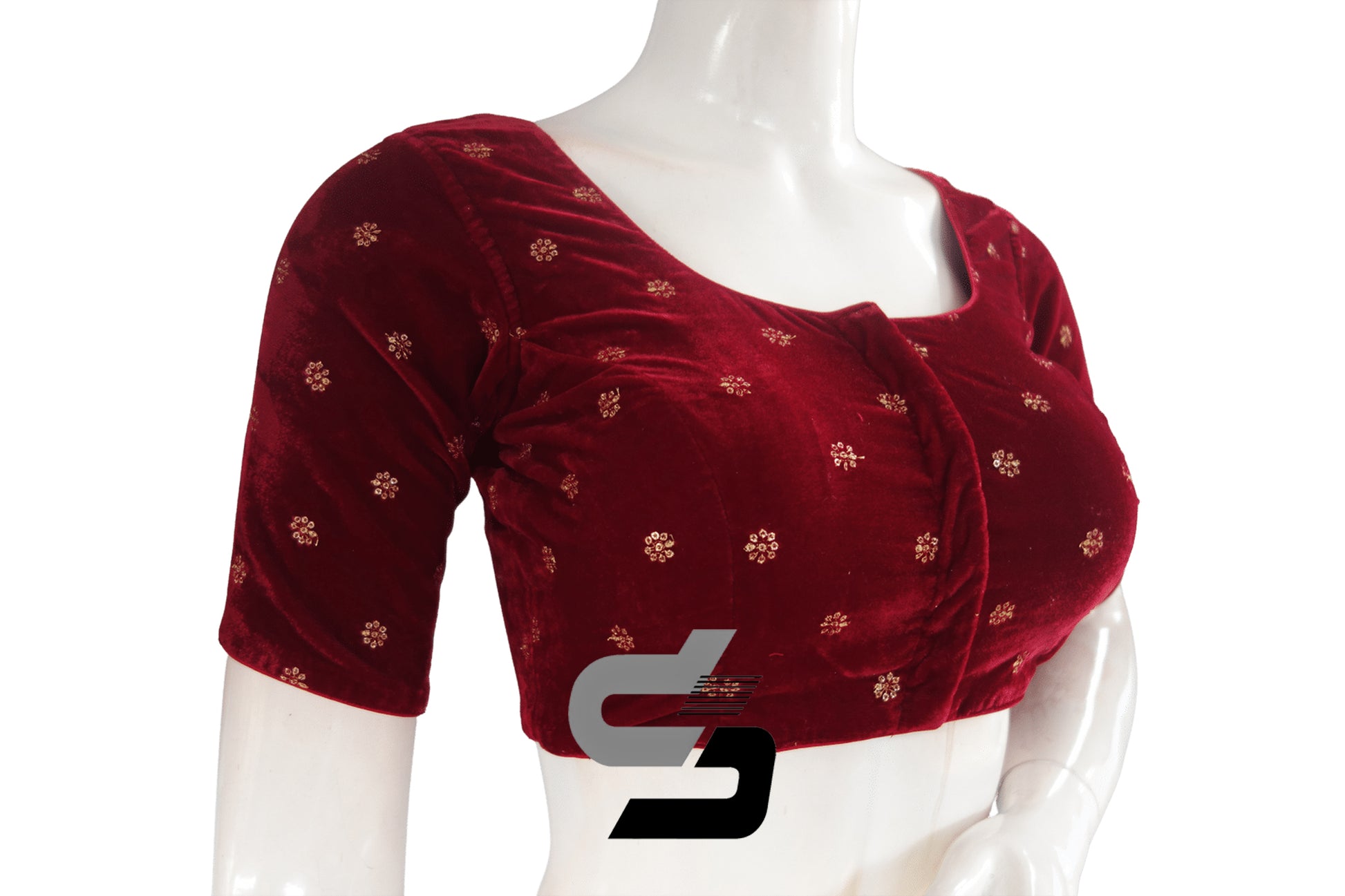 Maroon Color Velvet Floral Sequin Embroidery Readymade Blouse 