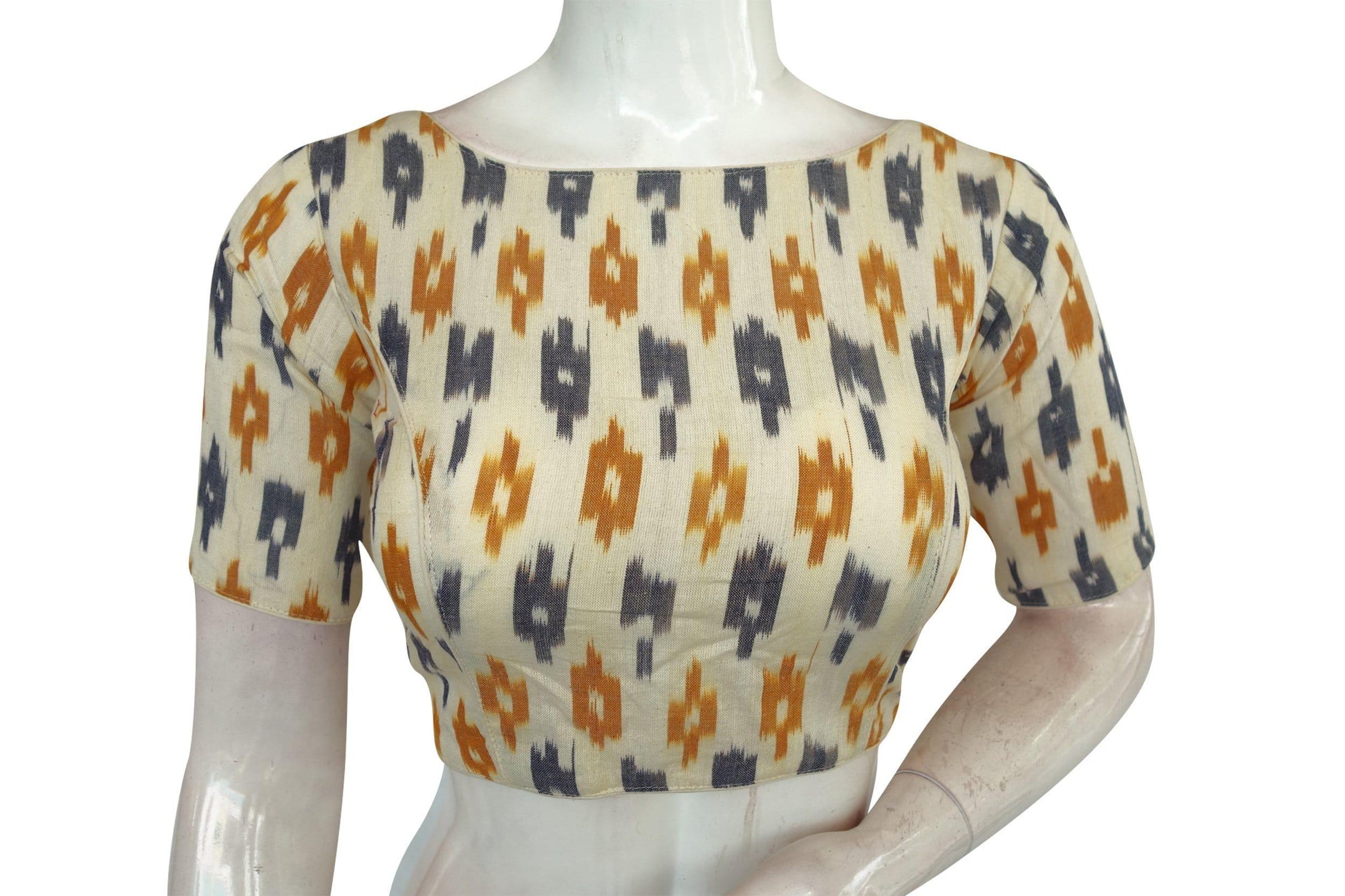 ikkat boat neck designer indian saree readymade blouses 4