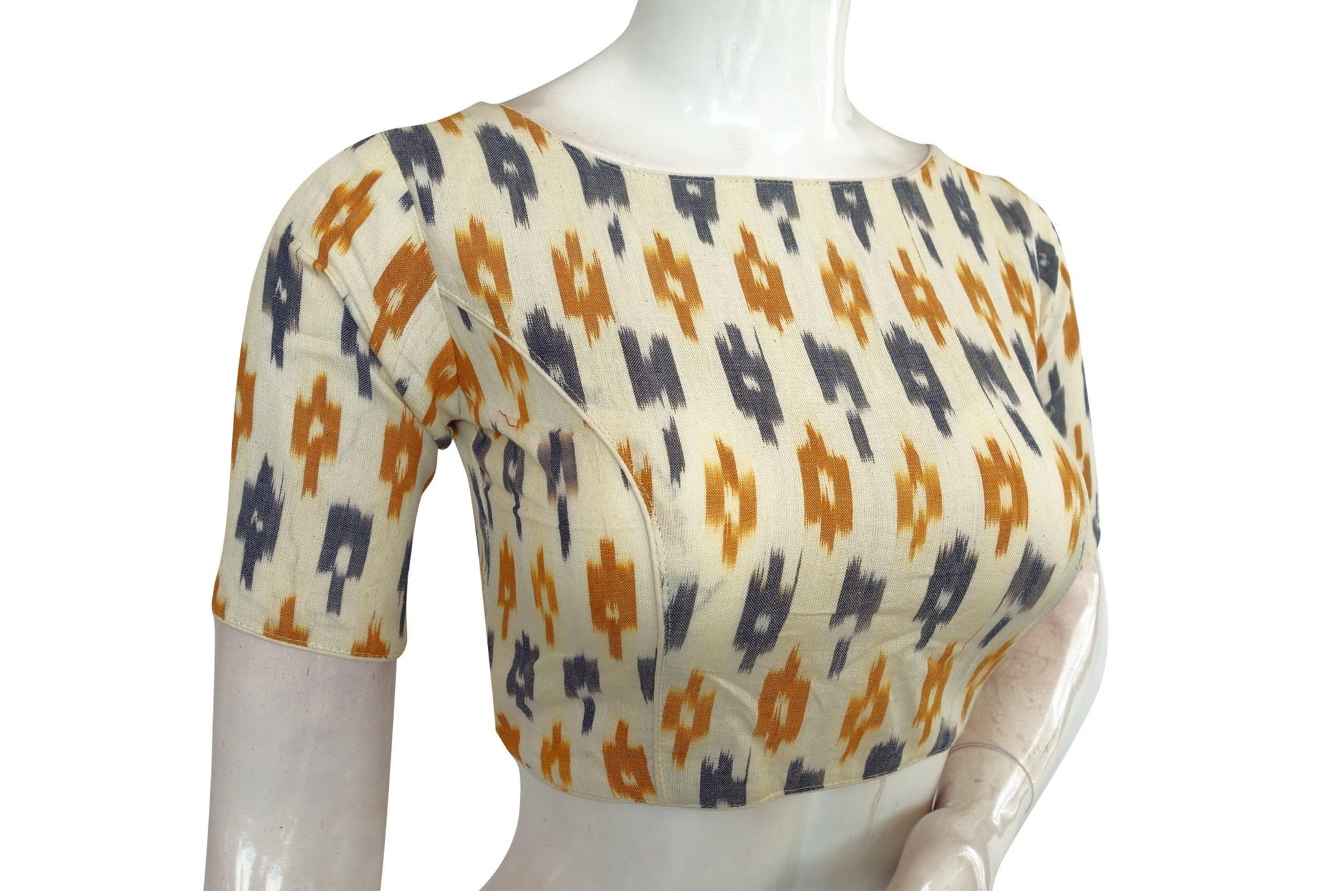 ikkat boat neck designer indian saree readymade blouses 4