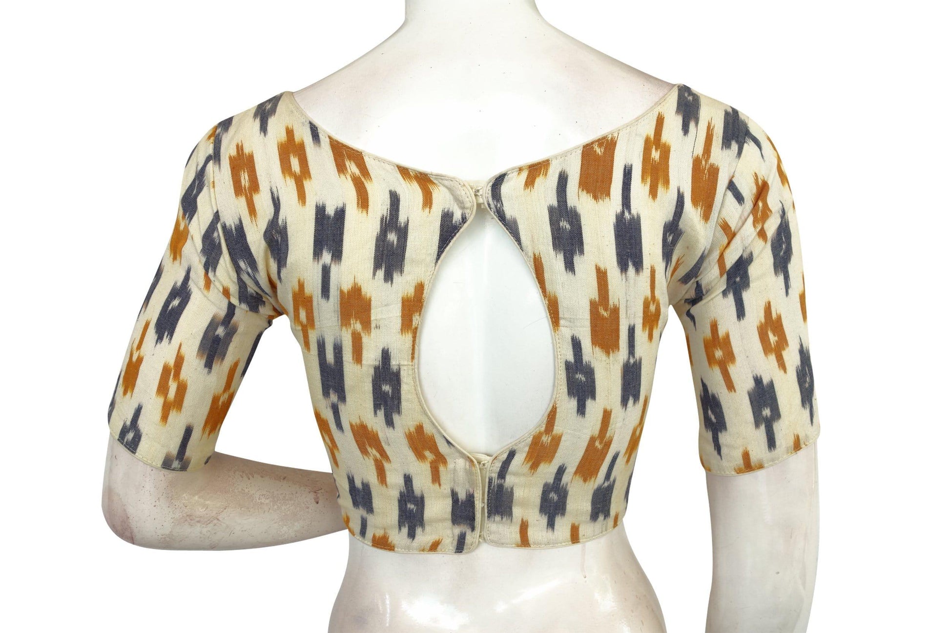 ikkat boat neck designer indian saree readymade blouses 4