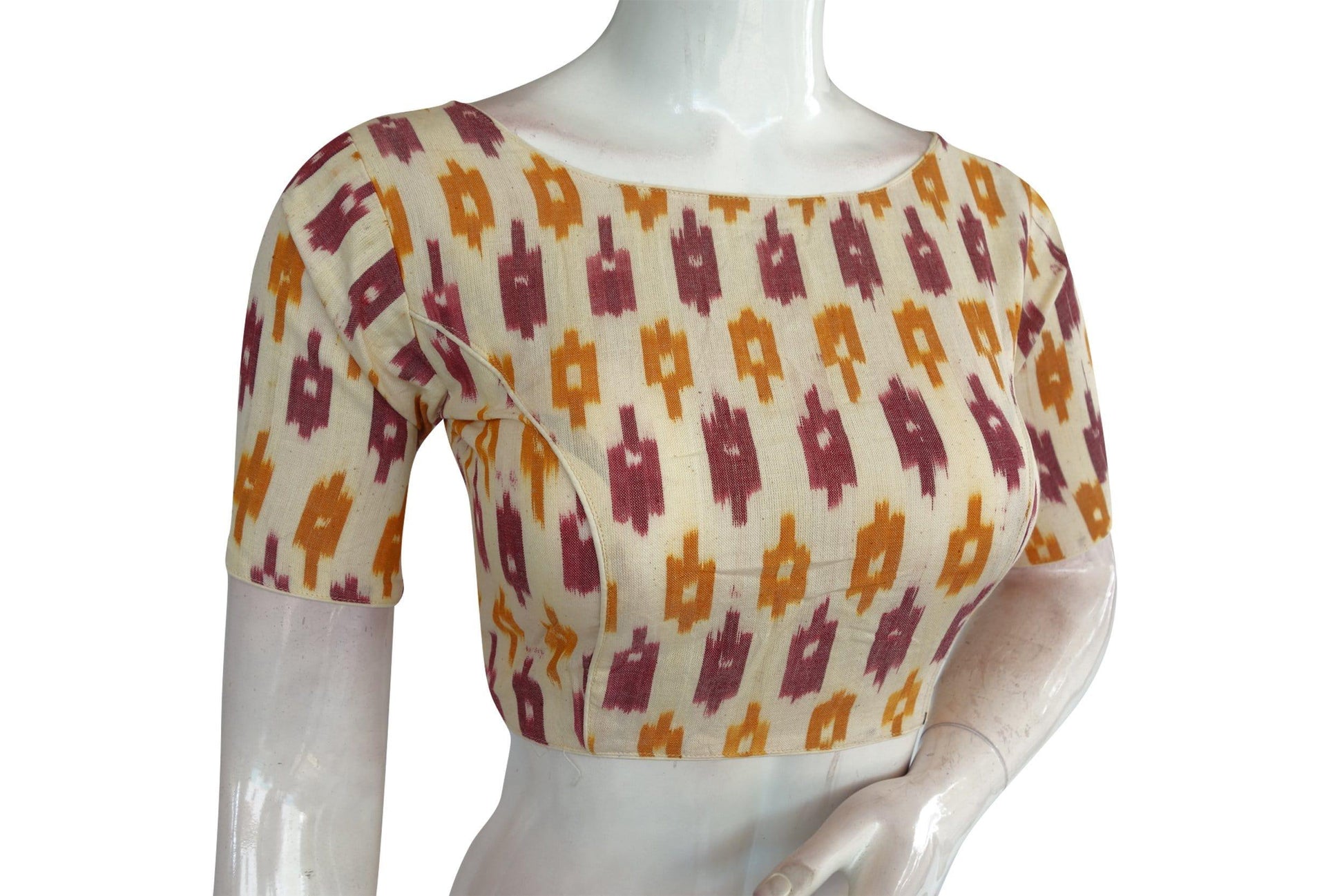 ikkat boat neck designer indian saree readymade blouses 13