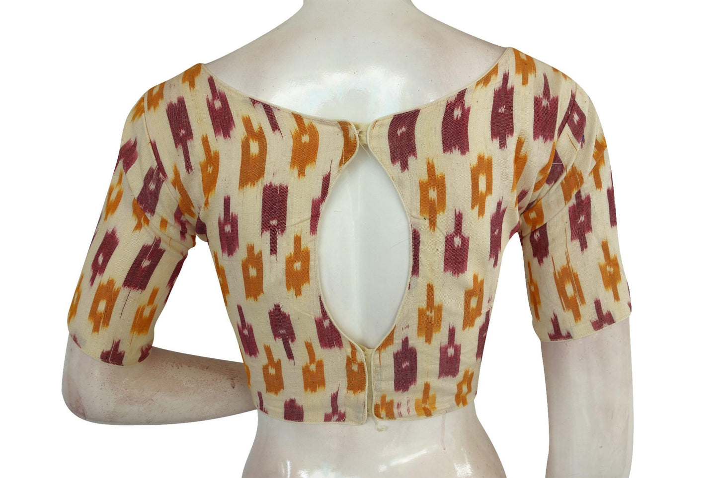 ikkat boat neck designer indian saree readymade blouses 13