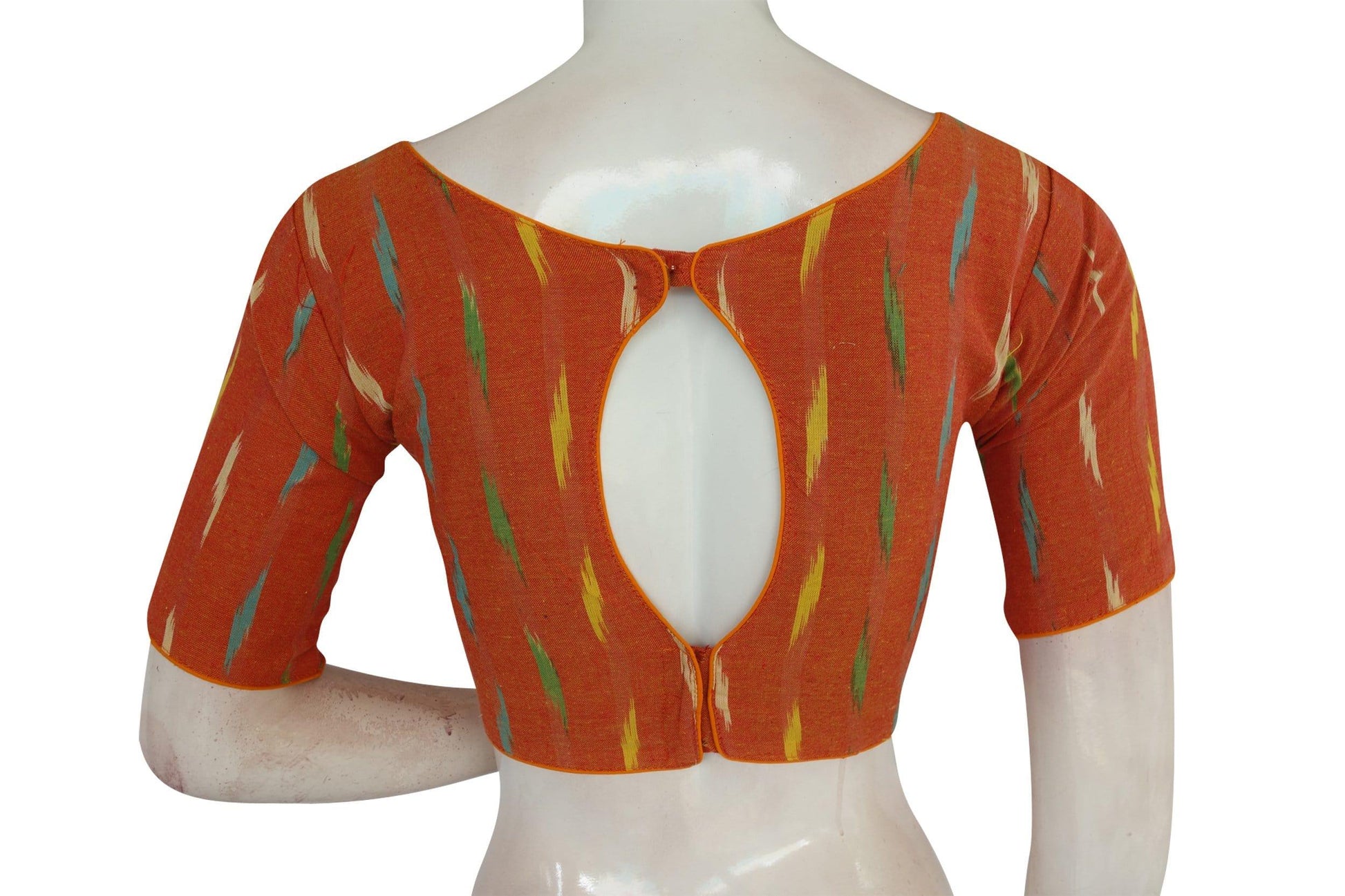ikkat boat neck designer indian saree readymade blouses 16