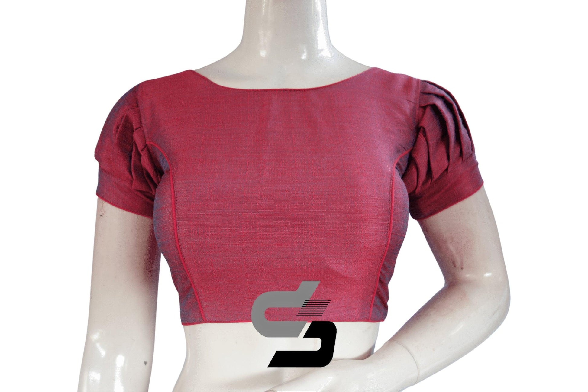 Pink Color Plain Silk Readymade Saree Blouse with Puff Sleeves - D3blouses