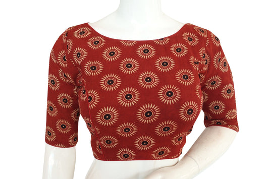 ajrakh cotton hand blocked indian saree readymade blouse 10
