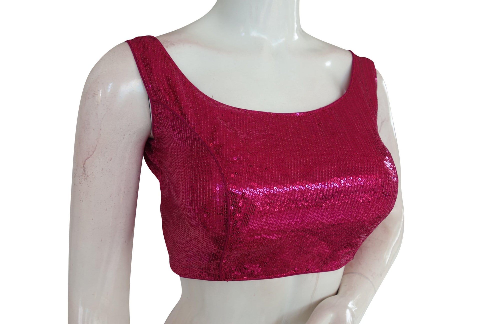 pink color designer sequin georgette indian saree readymade blouse