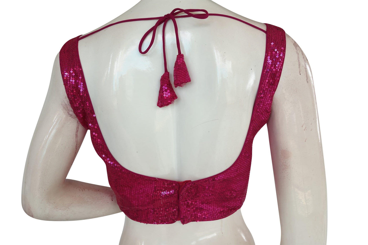 pink color designer sequin georgette indian saree readymade blouse