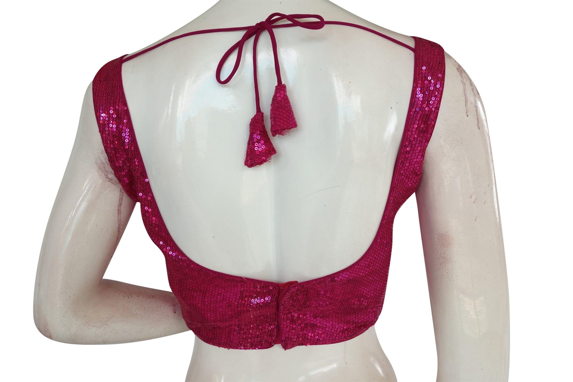 pink color designer sequin georgette indian saree readymade blouse