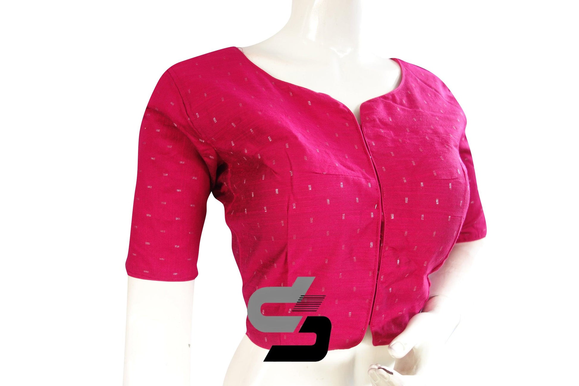 Pink Color Semi Silk Designer Readymade Saree Blouse With Matching Mask - D3blouses