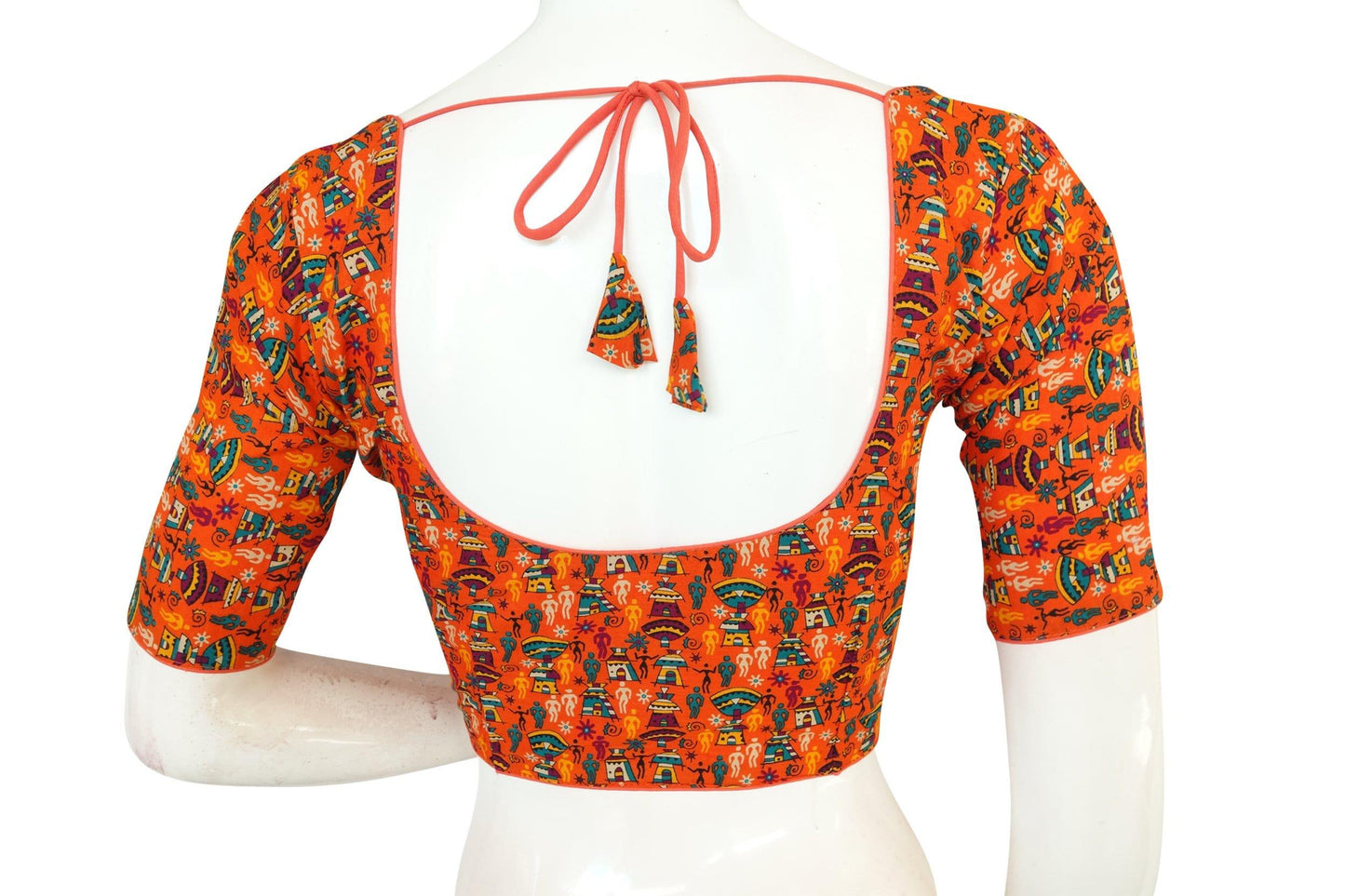 beautiful cotton printed readymade saree blouse 1