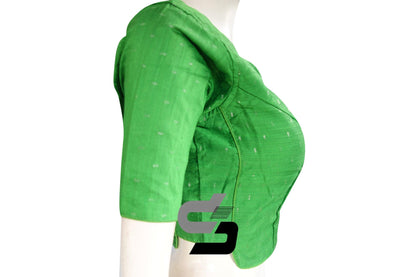 Green Color Semi Silk Designer Readymade Saree Blouse With Matching Mask - D3blouses