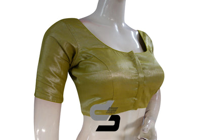 Pastel Green Color Plain Tissue Readymade Blouses With Matching Mask - D3blouses