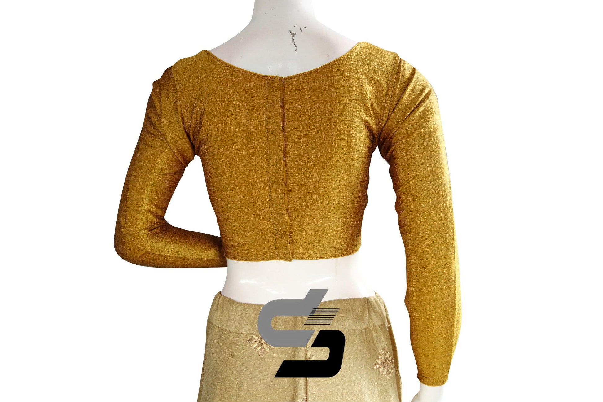Mustard Yellow color Plain Silk Designer Readymade Blouse with Full Sleeve - D3blouses