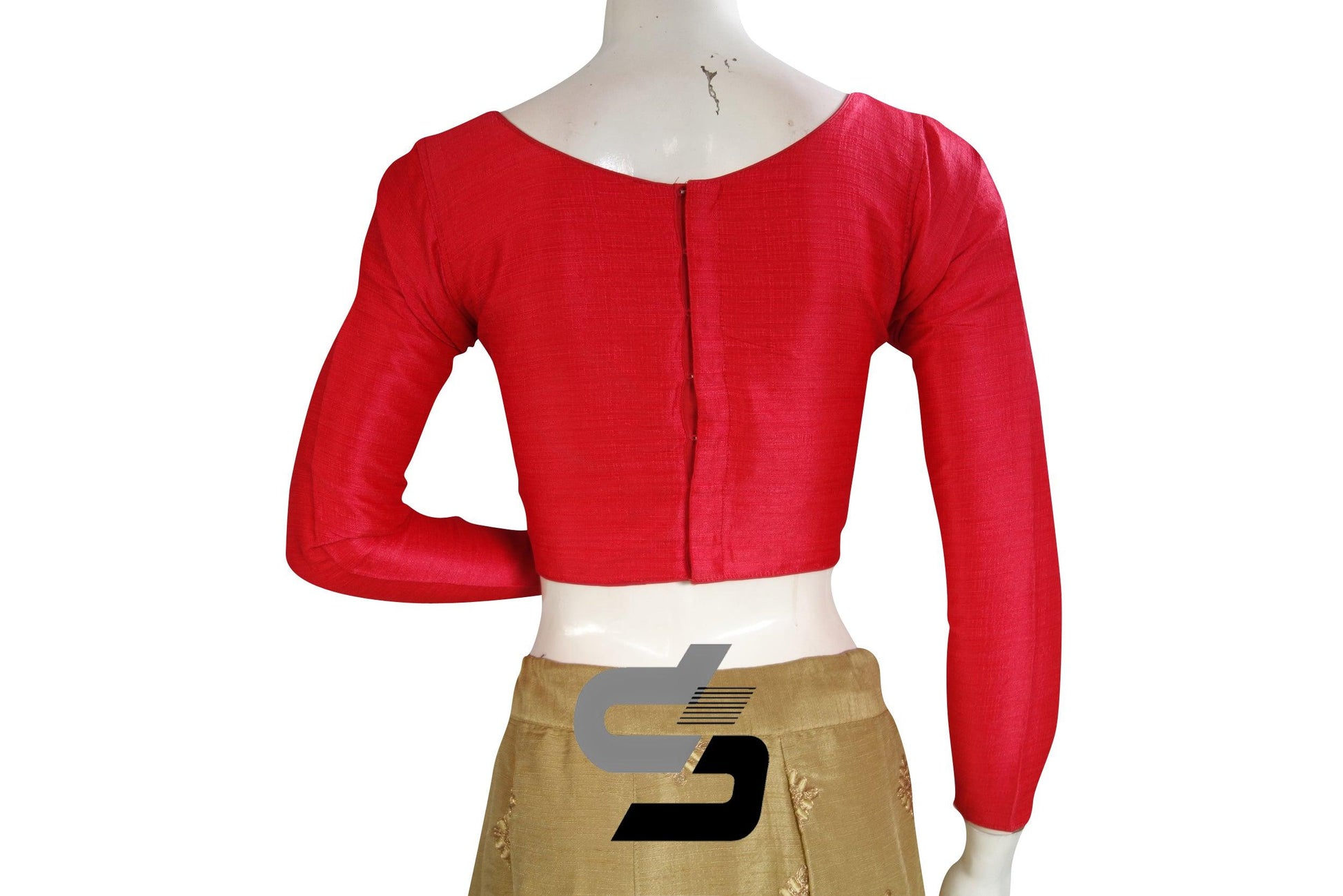 Peach Pink color Plain Silk Designer Readymade Blouse with Full Sleeve - D3blouses