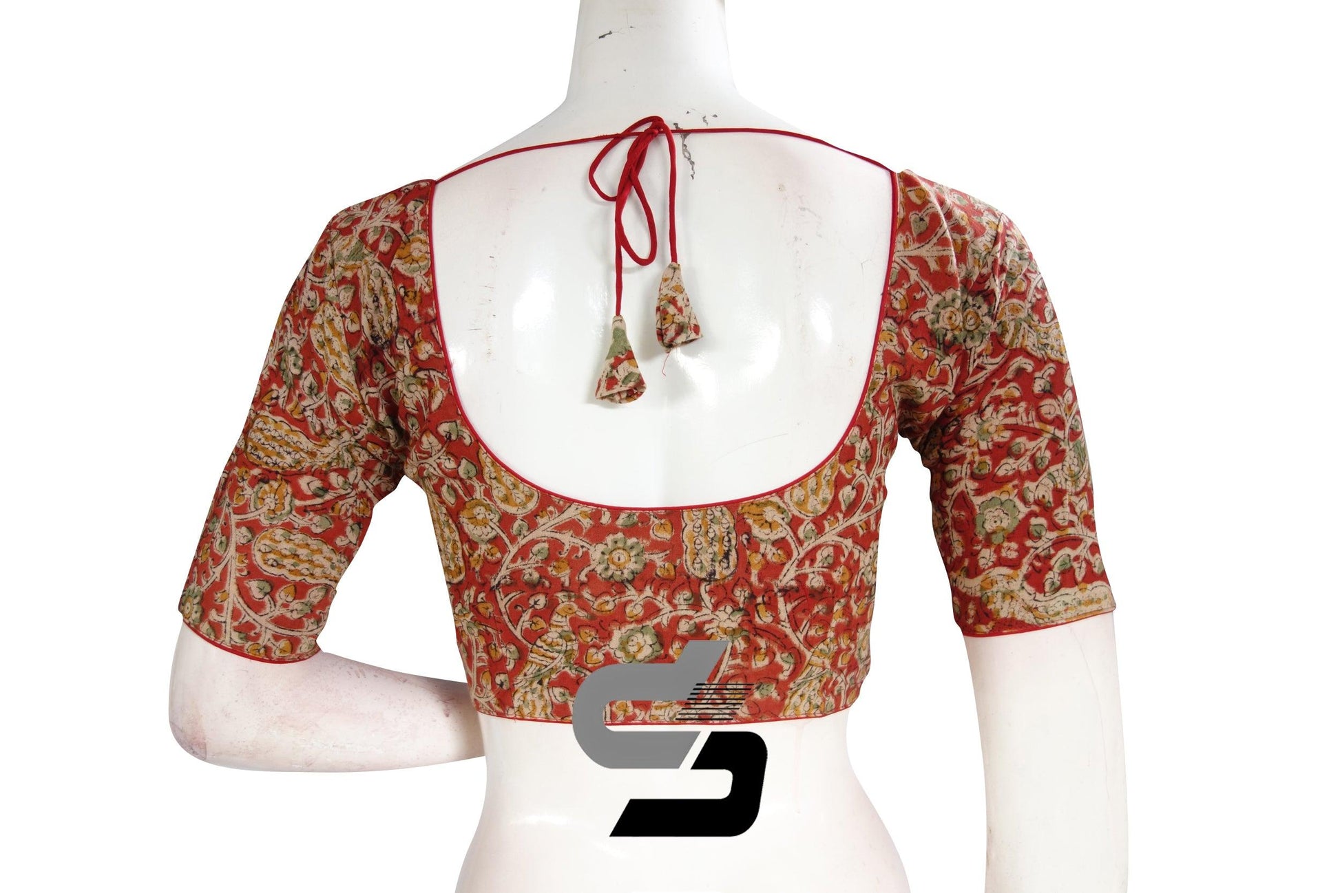 Kalamkari Cotton Readymade Saree Blouse, Indian Readymade Blouse,Crop top, Tunic top - D3blouses