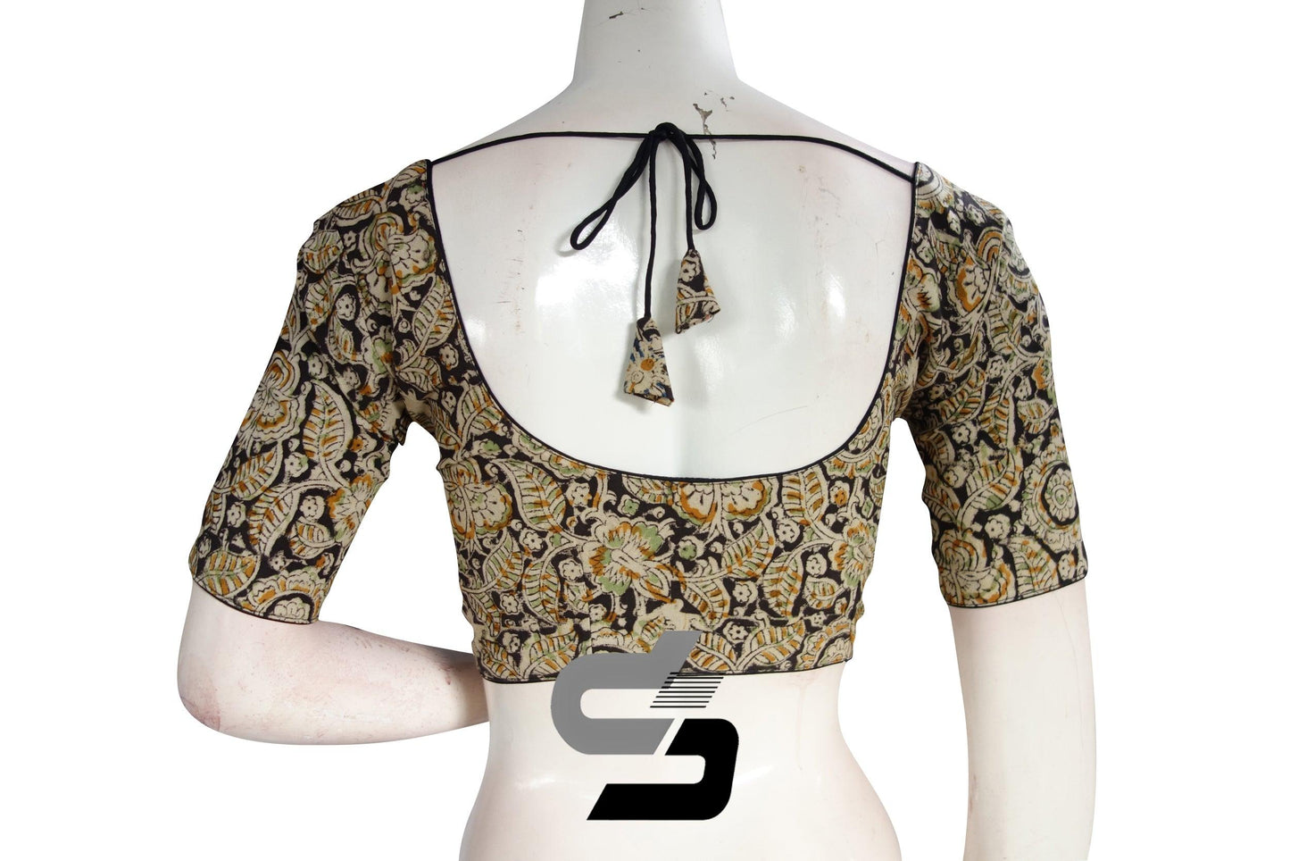 Kalamkari Cotton Readymade Saree Blouse, Indian Readymade Blouse,Crop top, Tunic top - D3blouses