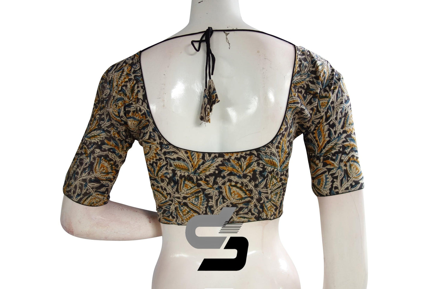 Kalamkari Cotton Readymade Saree Blouse, Indian Readymade Blouse,Crop top, Tunic top - D3blouses