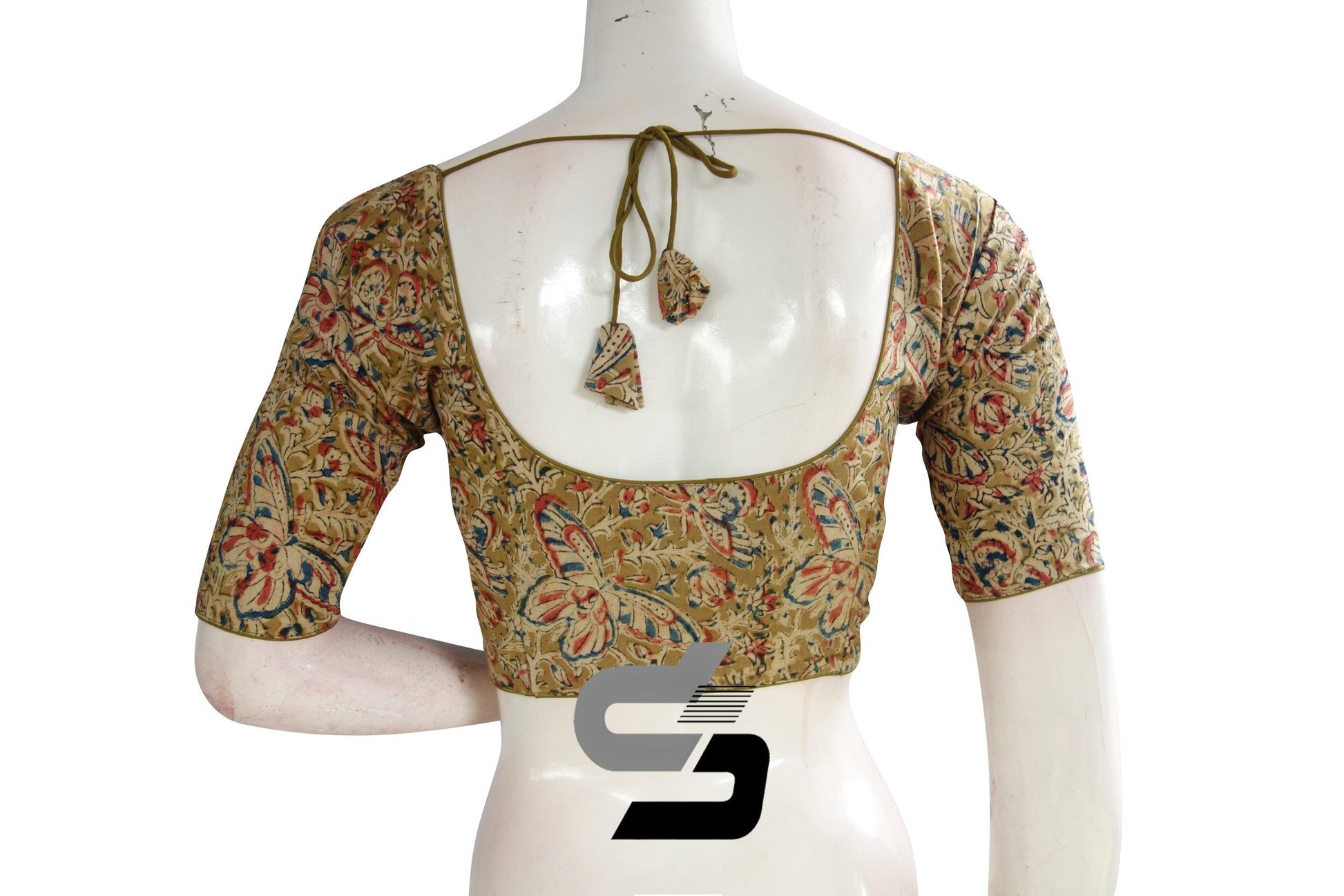 Kalamkari Cotton Readymade Saree Blouse, Indian Readymade Blouse,Crop top, Tunic top - D3blouses